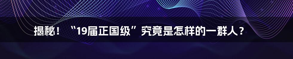 揭秘！“19届正国级”究竟是怎样的一群人？