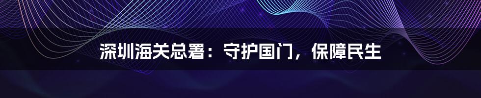 深圳海关总署：守护国门，保障民生