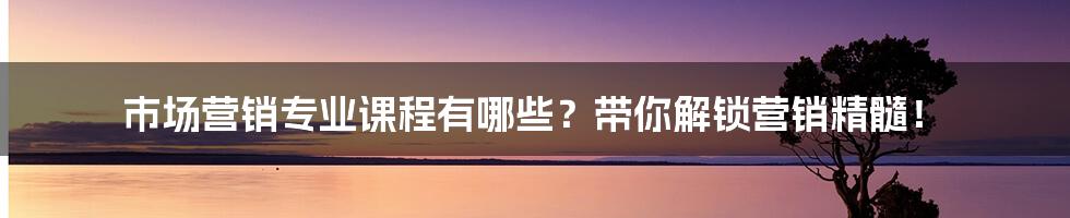 市场营销专业课程有哪些？带你解锁营销精髓！