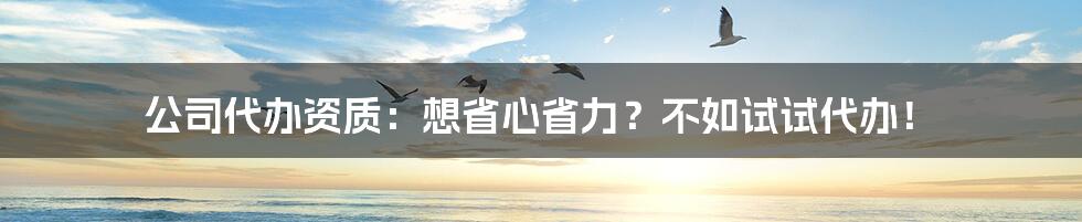 公司代办资质：想省心省力？不如试试代办！