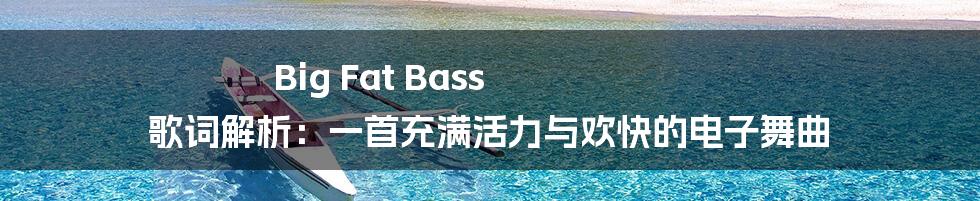 Big Fat Bass 歌词解析：一首充满活力与欢快的电子舞曲