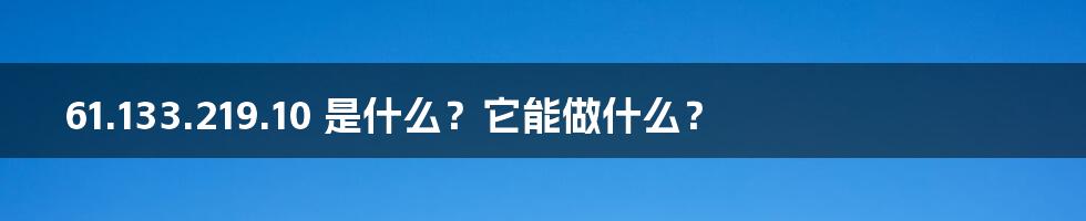 61.133.219.10 是什么？它能做什么？