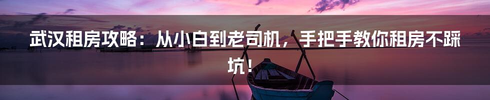 武汉租房攻略：从小白到老司机，手把手教你租房不踩坑！