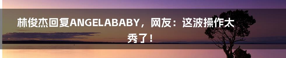 林俊杰回复ANGELABABY，网友：这波操作太秀了！