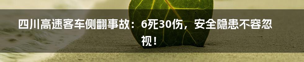 四川高速客车侧翻事故：6死30伤，安全隐患不容忽视！