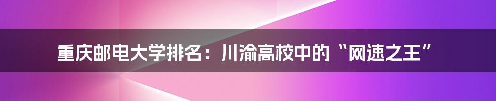 重庆邮电大学排名：川渝高校中的“网速之王”