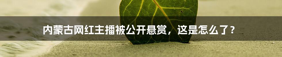 内蒙古网红主播被公开悬赏，这是怎么了？