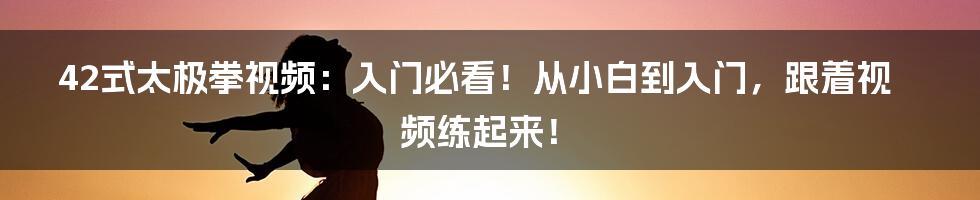 42式太极拳视频：入门必看！从小白到入门，跟着视频练起来！