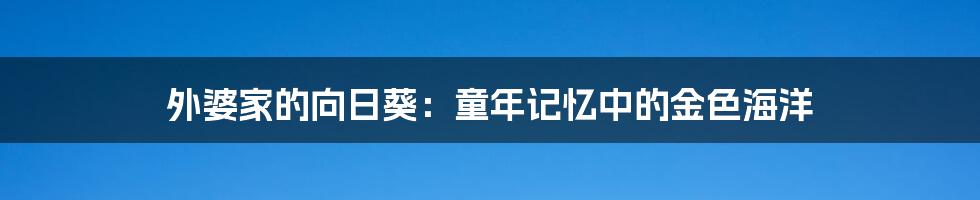 外婆家的向日葵：童年记忆中的金色海洋