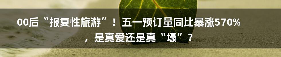 00后“报复性旅游”！五一预订量同比暴涨570%，是真爱还是真“壕”？