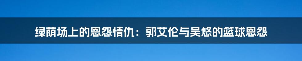 绿荫场上的恩怨情仇：郭艾伦与吴悠的篮球恩怨