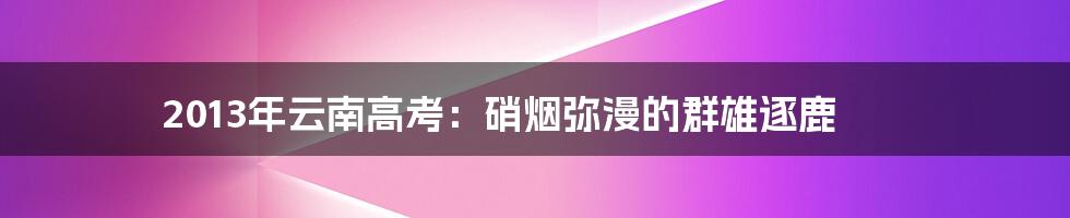 2013年云南高考：硝烟弥漫的群雄逐鹿