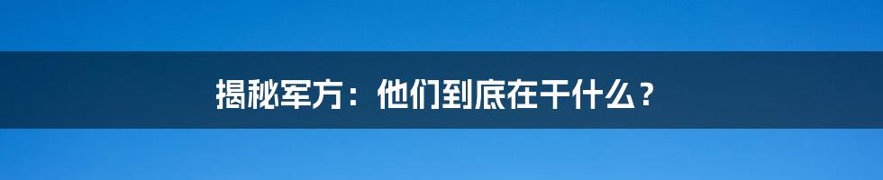 揭秘军方：他们到底在干什么？