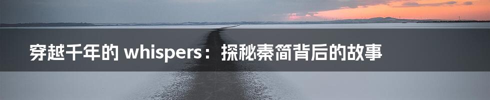 穿越千年的 whispers：探秘秦简背后的故事