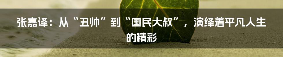 张嘉译：从“丑帅”到“国民大叔”，演绎着平凡人生的精彩