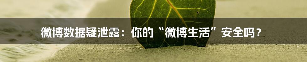 微博数据疑泄露：你的“微博生活”安全吗？