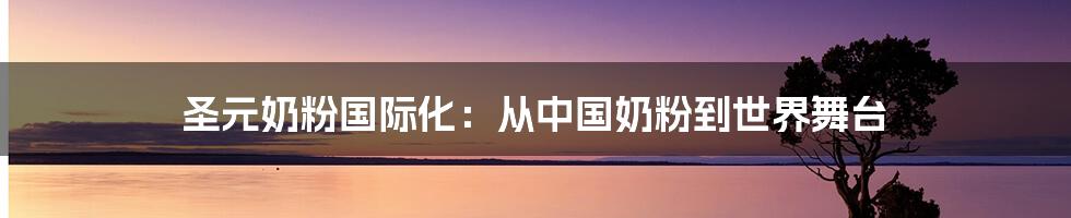 圣元奶粉国际化：从中国奶粉到世界舞台