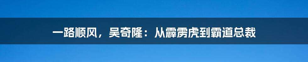 一路顺风，吴奇隆：从霹雳虎到霸道总裁