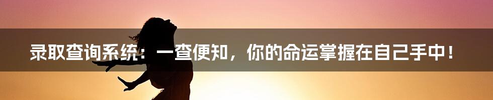 录取查询系统：一查便知，你的命运掌握在自己手中！