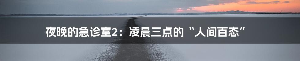 夜晚的急诊室2：凌晨三点的“人间百态”