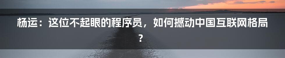 杨运：这位不起眼的程序员，如何撼动中国互联网格局？