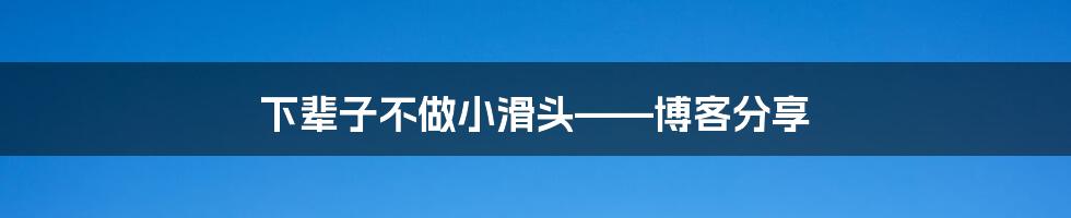 下辈子不做小滑头——博客分享