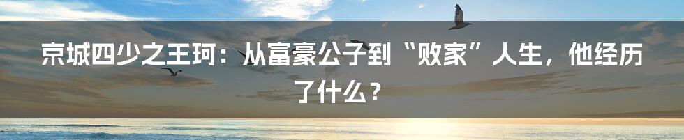 京城四少之王珂：从富豪公子到“败家”人生，他经历了什么？