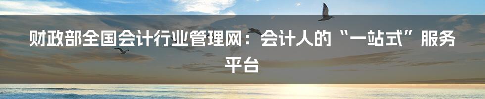 财政部全国会计行业管理网：会计人的“一站式”服务平台