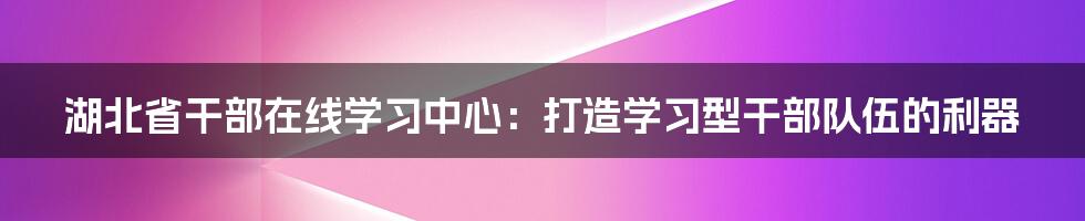 湖北省干部在线学习中心：打造学习型干部队伍的利器