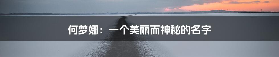 何梦娜：一个美丽而神秘的名字