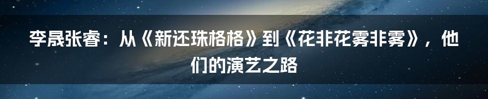 李晟张睿：从《新还珠格格》到《花非花雾非雾》，他们的演艺之路