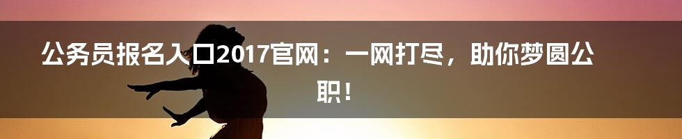 公务员报名入口2017官网：一网打尽，助你梦圆公职！