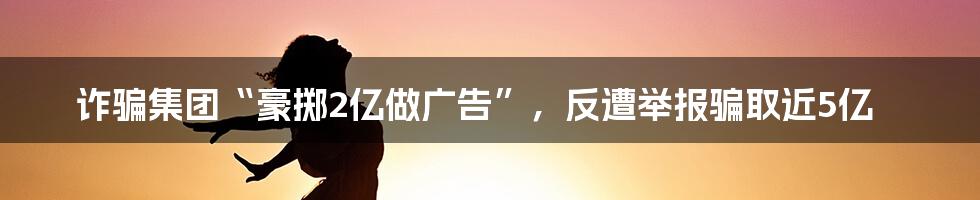 诈骗集团“豪掷2亿做广告”，反遭举报骗取近5亿