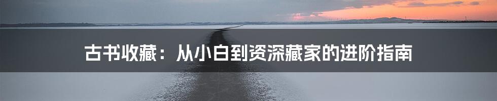 古书收藏：从小白到资深藏家的进阶指南