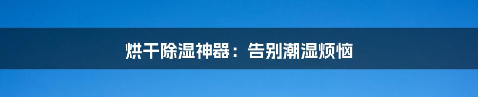 烘干除湿神器：告别潮湿烦恼