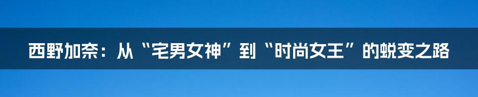 西野加奈：从“宅男女神”到“时尚女王”的蜕变之路