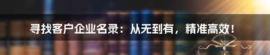 寻找客户企业名录：从无到有，精准高效！