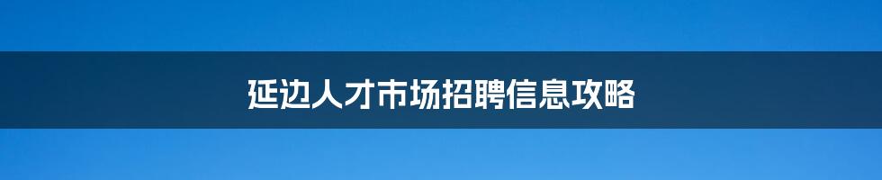 延边人才市场招聘信息攻略