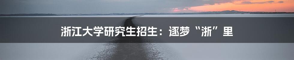 浙江大学研究生招生：逐梦“浙”里