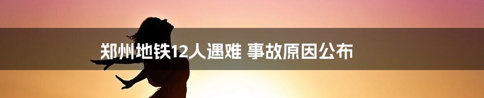 郑州地铁12人遇难 事故原因公布