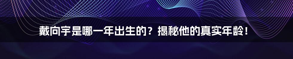 戴向宇是哪一年出生的？揭秘他的真实年龄！