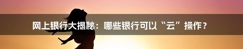 网上银行大揭秘：哪些银行可以“云”操作？