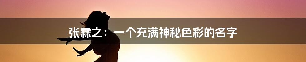 张霖之：一个充满神秘色彩的名字