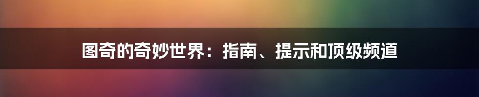 图奇的奇妙世界：指南、提示和顶级频道