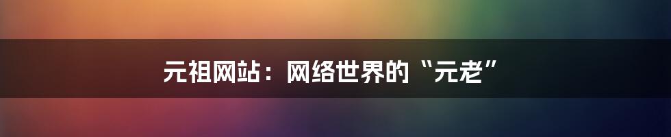 元祖网站：网络世界的“元老”