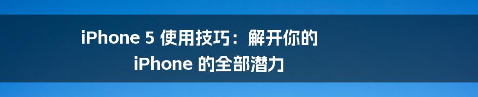 iPhone 5 使用技巧：解开你的 iPhone 的全部潜力