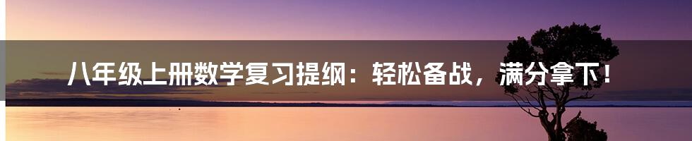 八年级上册数学复习提纲：轻松备战，满分拿下！