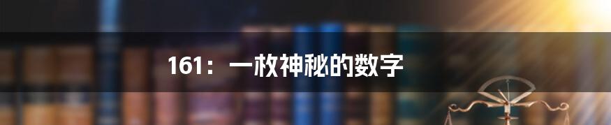 161：一枚神秘的数字