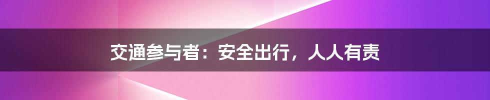 交通参与者：安全出行，人人有责