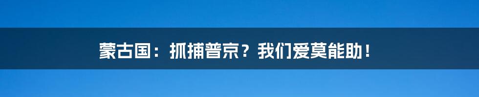 蒙古国：抓捕普京？我们爱莫能助！